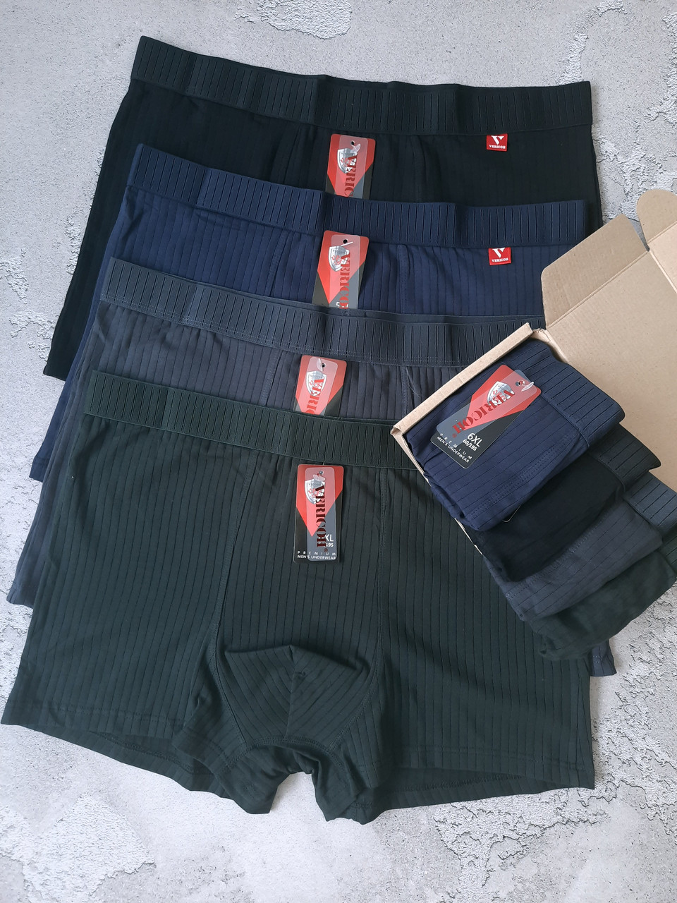 Чоловічі труси боксери від 5XL до 7XL  розміри великі набір 4шт VERICOH батал  чоловіча білизна