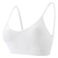 Безшовний комплект жіночої білизни Lesko 6608# Білий L у текстурі косиця труси та топ 10 шт., фото 2