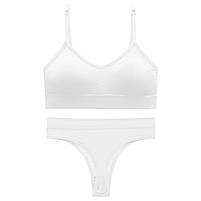 Безшовний комплект жіночої білизни Lesko 6608# Білий L у текстурі косиця труси та топ 10 шт., фото 3