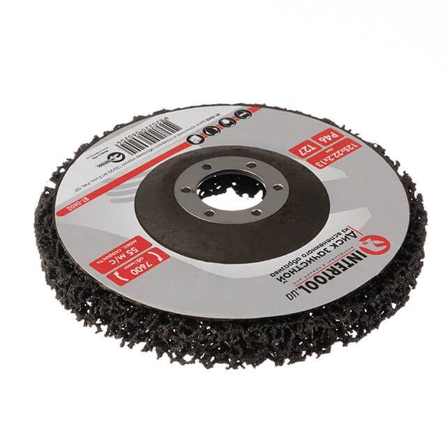 Диск зачисний зі спіненого абразиву, чорний, 125×22,2×13 мм, P46, T27 INTERTOOL BT-0602