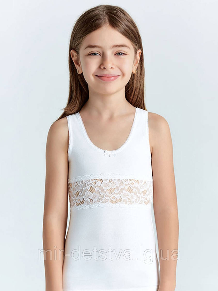 Майка біла для дівчаток "Гламур" ТМ Baykar, Туреччина оптом р.5 (146-152см), фото 1