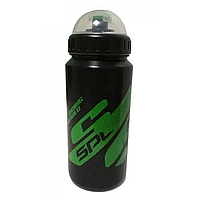 Фляга Spelli, чорний матовий+зелений лак 600мл, харчовий пластик, захисна кришка від пилу