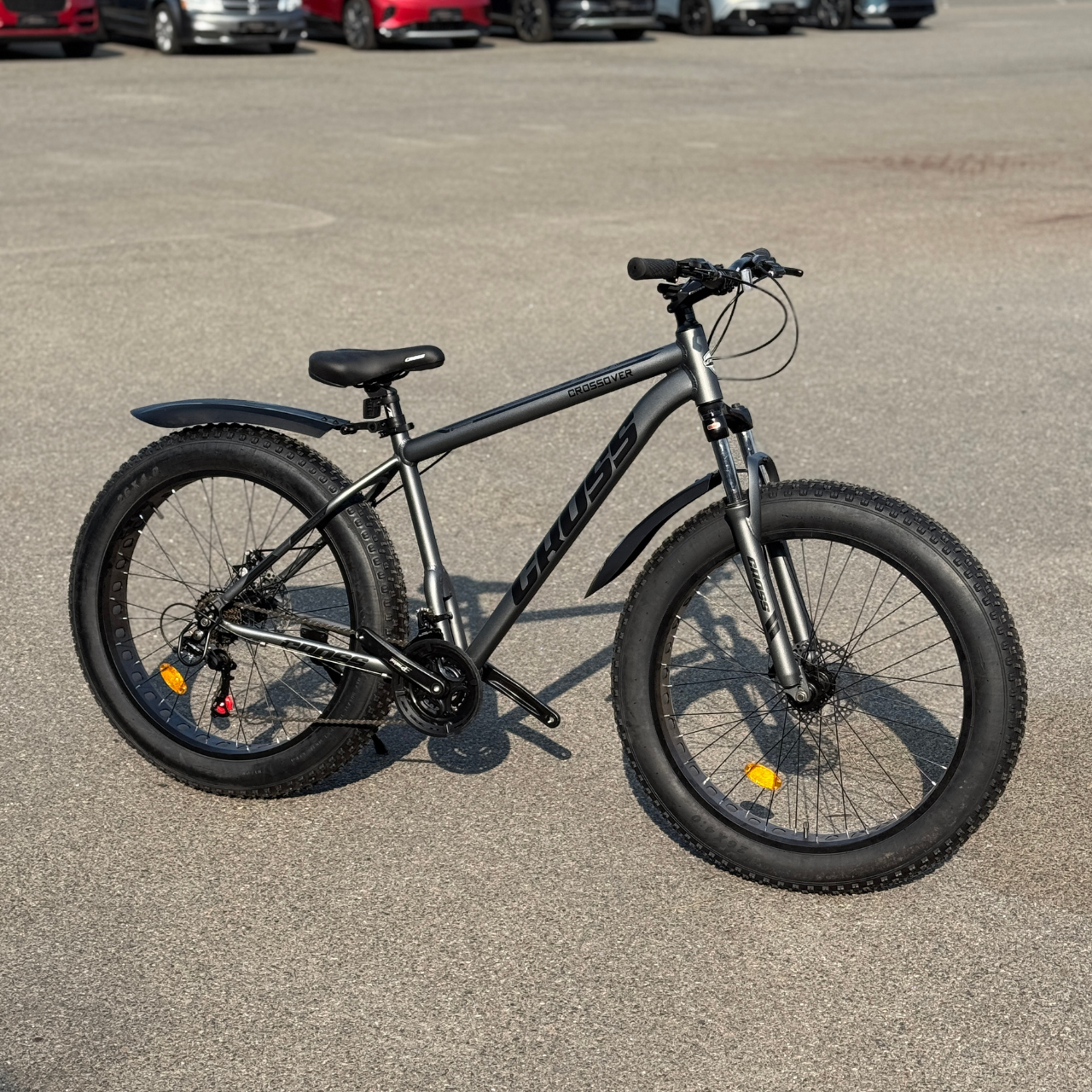 Фетбайк алюмінієвий 26/4.0 Kayot з амортизатором, позашляховик велосипед Shimano широкі колеса чорно-сірий