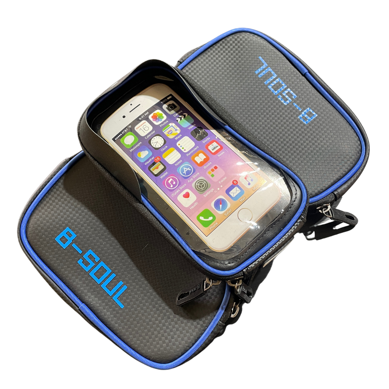 Велосипедна сумка B-Soul S-01 на раму під телефон, вологостійка, на три відділення синя