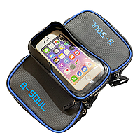 Велосипедна сумка B-Soul S-01 на раму під телефон, вологостійка, на три відділення синя