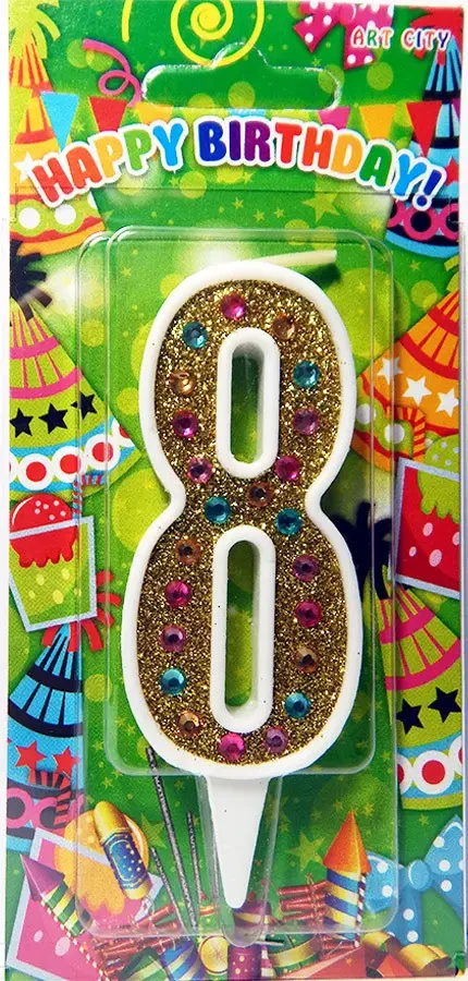 Свічки цифри (в торт) 10475 золото з глітером 8 см