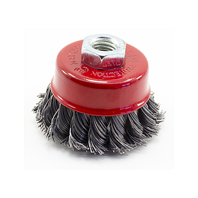 Щітка чашкова 65 мм х М14 по металу з плетеного дроту для ручних кутових шліфмашин