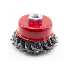 Щітка чашкова 75 мм х М14 по металу з плетеного дроту для ручних кутових шліфмашин