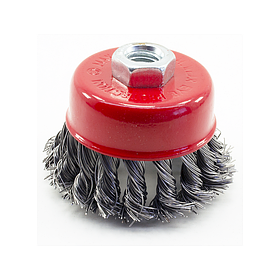 Щітка чашкова 100 мм х М14 по металу з плетеного дроту для ручних кутових шліфмашин