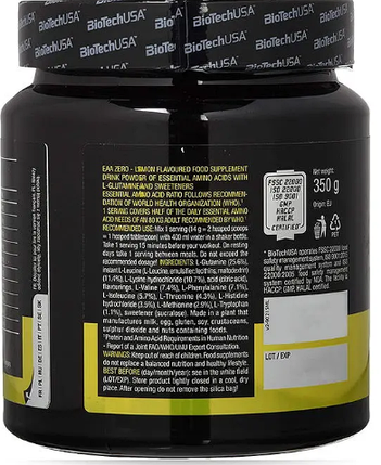 Амінокислоти BCAA BioTech EAA ZERO 350 гр лимон, фото 3