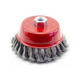 Щітка чашкова 125 мм х М14 по металу з плетеного дроту для ручних кутових шліфмашин