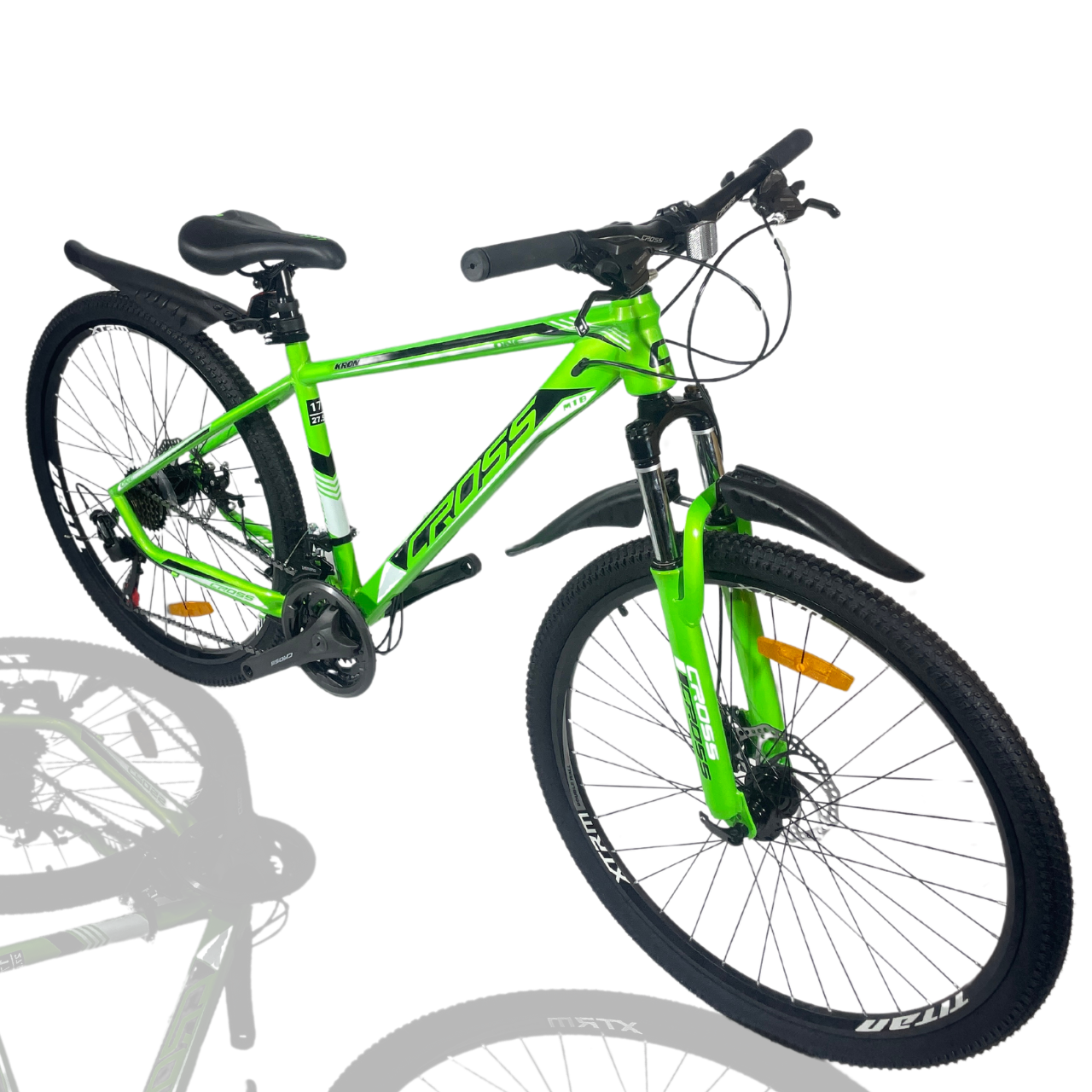 Гірський велосипед Cross Kron 27.5" Зелено-чорний 17" рама/ зріст від 160 - 175 см