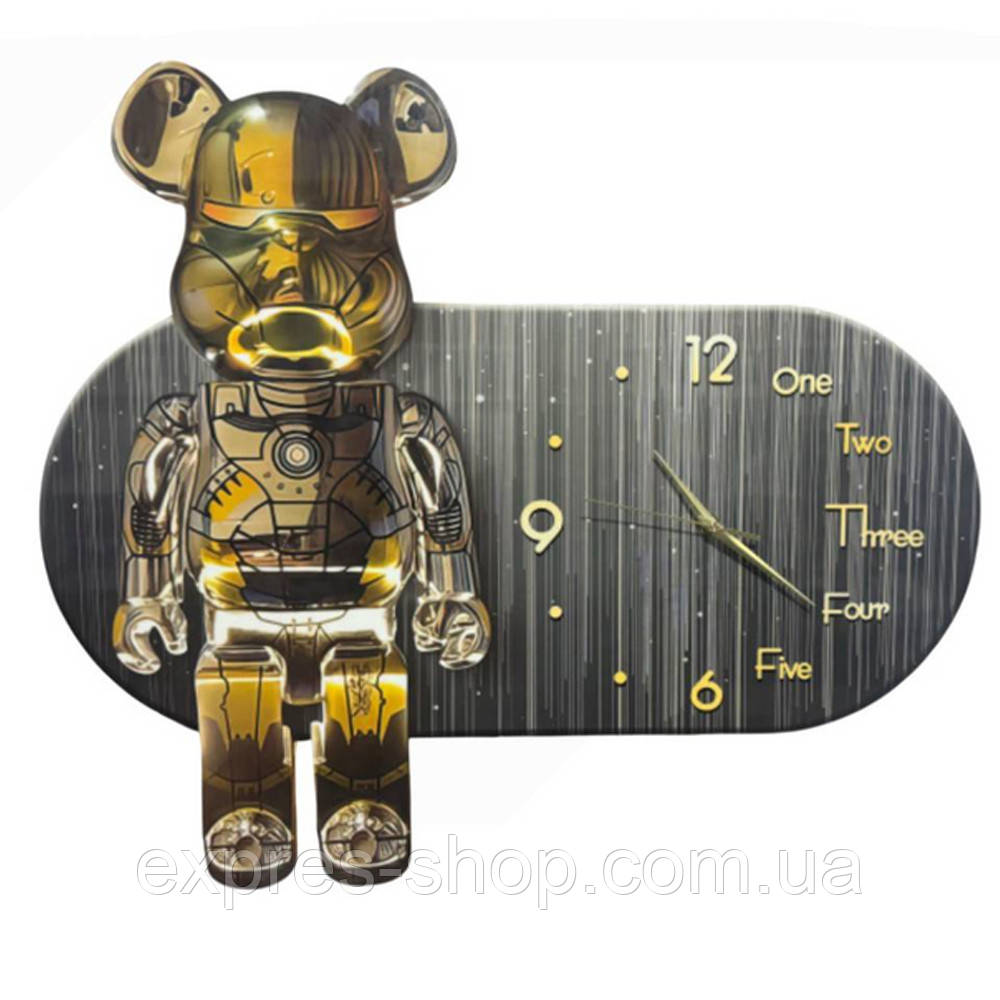 Годинник настінний з підсвічуванням + Пульт, від USB, «Ведмедик» / Настінний годинник / Годинники на стіну / Дизайнерський годинни, фото 1