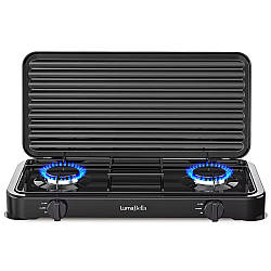 Настільна газова плита на 2 конфорки, 3350Вт, LumaBella LB-57006 / Двоконфоркова плита / Таганок