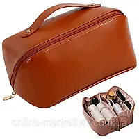 Дорожная косметичка-органайзер (23,5×13×13см), Коричневый / Женская косметичка / Косметичка с полным доступом