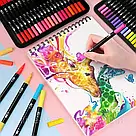 Акварельні маркери двосторонні 80шт із сумкою, Color pencil / Набір маркерів для малювання, фото 4