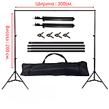 Комплект Чорний Вініловий фон 2,5 х 3,5 м +  Стійка ворота 3 х 2,1 м з кріпленням та сумкою, фото 3