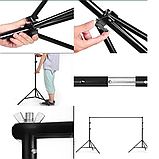 Комплект Чорний Вініловий фон 2,5 х 3,5 м +  Стійка ворота 3 х 2,1 м з кріпленням та сумкою, фото 10