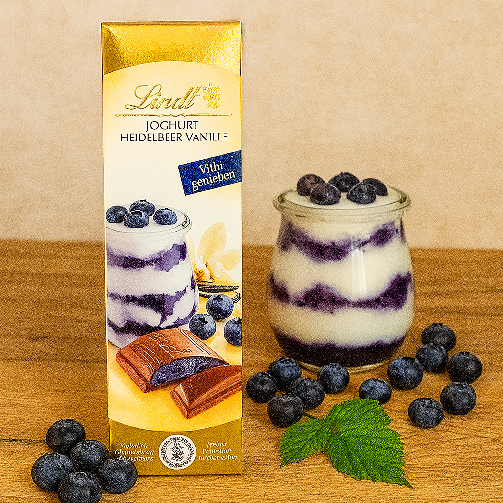 Молочний шоколад з йогуртом чорниця ваніль Lindt Joghurt Heidelbeer Vanille  100г. Швейцарія, фото 1