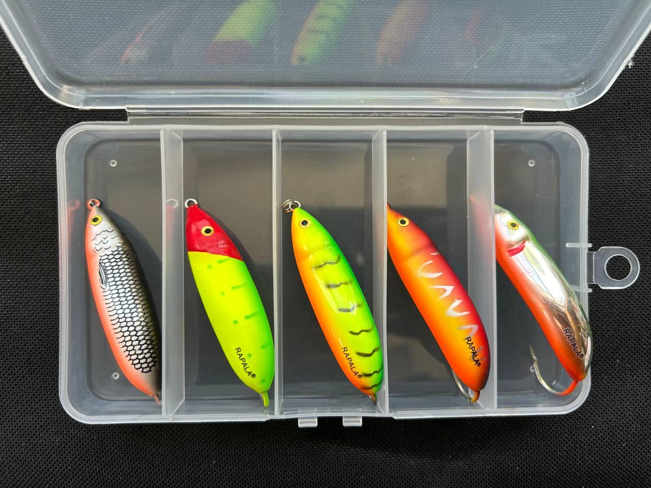 Набір 5шт Блешня Fishing-(Rapala) Minnow Spoon RMS 60 мм 10 г — незацепляйка для щуки та окуня (набір 5шт+коробка), фото 1