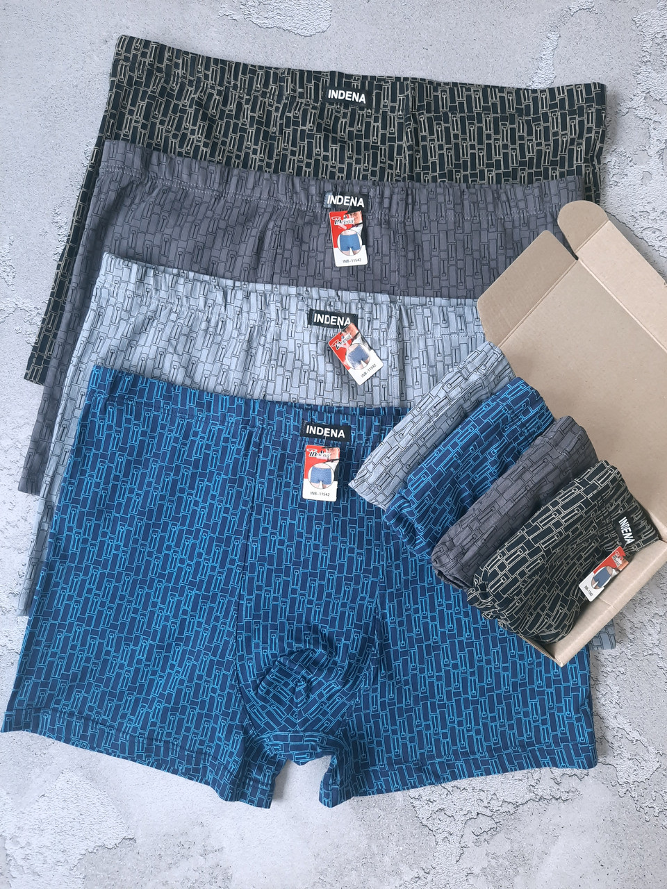 Чоловічі труси боксери від 5XL до 7XL  розміри великі набір 4шт Індена батал  чоловіча білизна