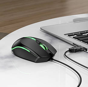 Комп'ютерна миша Hoco GM37 Wonderful gaming luminous wired mouse Black, фото 3