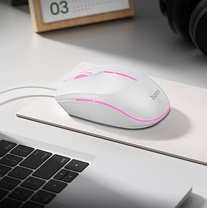 Комп'ютерна миша Hoco GM37 Wonderful gaming luminous wired mouse White, фото 3