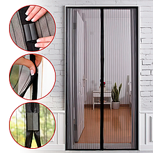 Дверна антимоскітна сітка-штора Magic Mesh на магнітах від комарів 210х100, Чорний