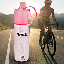 Велосипедна спортивна пляшка 600 мл з розпилювачем New.B рожева (EL-078-2)