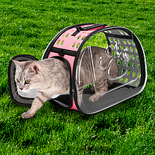 Сумка-переноска для домашніх тварин Lollimeow з твердим каркасом, 34х19х21см Рожевий (HA-930)