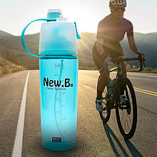 Велосипедна спортивна пляшка 600 мл з розпилювачем New.B блакитна (EL-078-2)