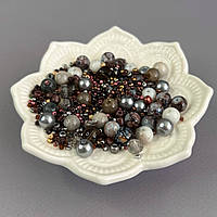 (40 гр) Намистини скляні МІКС кольорів і розмірів 8 мм - графітовий