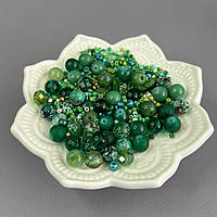 (40 гр) Намистини скляні МІКС кольорів і розмірів 8 мм -  смарагдовый