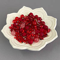 (40 гр) Намистини скляні МІКС кольорів і розмірів 8 мм - червоний