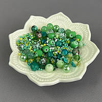 (40 гр) Намистини скляні МІКС кольорів і розмірів 8 мм - малахітовий