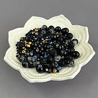 (40 гр) Намистини скляні МІКС кольорів і розмірів 8 мм - чорний