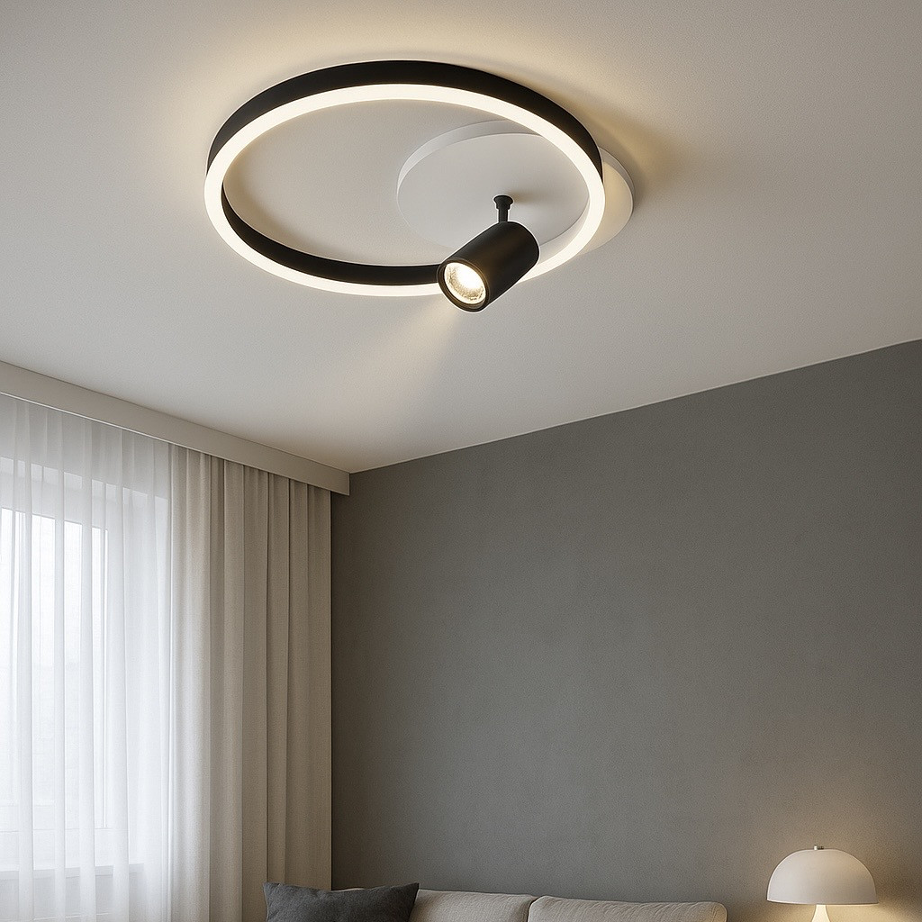 Кругла Led-люстра з пультом до 15 м² у чорно-білому корпусі V K33211-480 WH+BK, фото 1