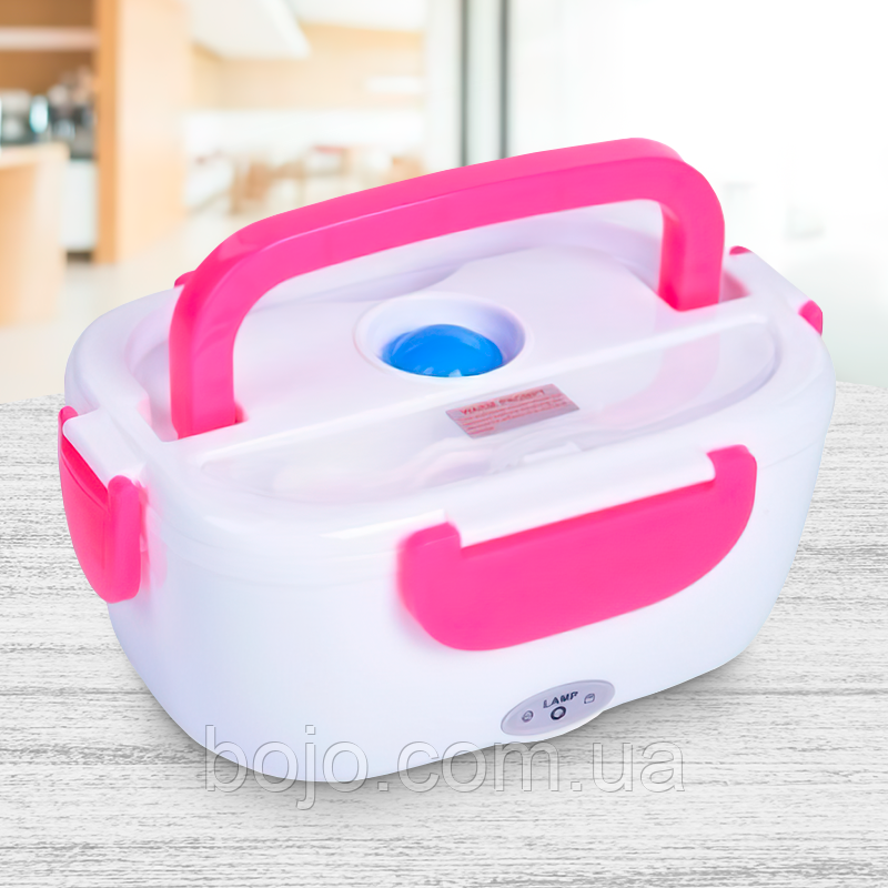 Електричний ланч-бокс з підігрівом їжі 220В, рожевий