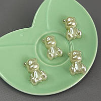 10 шт - Кабашон пластик Мишка 16х24 мм - айворі