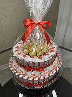 Подарунковий Кіндер-торт «Raffaello & Ferrero» | 2 яруси, шоколадна композиція