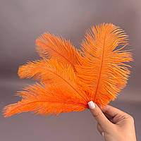 5 шт - Пір'я страуса для рукоділля 13-18 см - помаранчевий