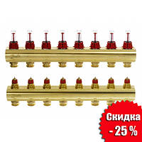 Колектор для теплої підлоги 8+8 з витратами FHF-8F Danfoss