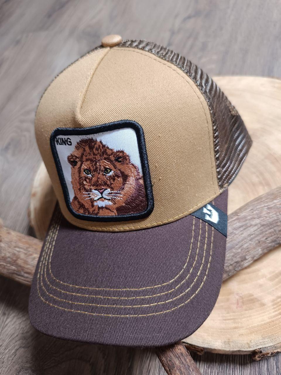 Кепка Бейсболка Тракер із сіткою Goorin Brothers Animal Farm King з Левом Бежева