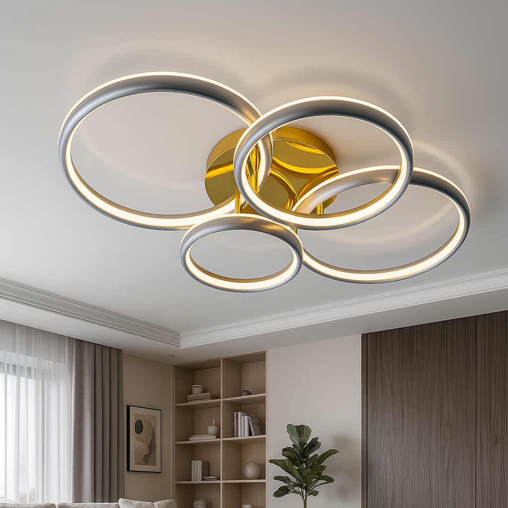 Кругла стельова Led люстра до 25 м² з пультом на 4 кільця 160 Вт (1160/2+2), фото 1