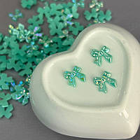 Напівнамистини «Бантики» 11 мм, 10 гр/уп - бірюзовий з покриттям АВ