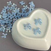 Напівнамистини «Бантики» 11 мм, 10 гр/уп - блакитний з покриттям АВ