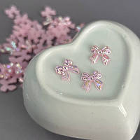 Напівнамистини «Бантики» 11 мм, 10 гр/уп - рожевий з покриттям АВ