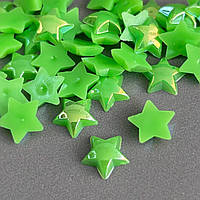 Напівнамистини «Зірки» 10 мм, 10 гр/уп - салатовий з покриттям АВ