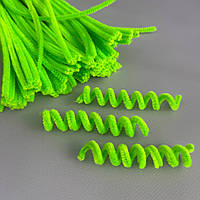 Пухнастий дріт (синель) 30 см - салатовий флуоресцентний