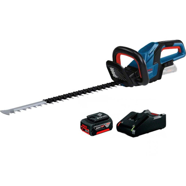 Професійний кущоріз акумуляторний Bosch GHE 18V-60 Professional з АКБ 18V 4.0Ah + ЗП, фото 1